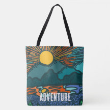 Sac à coudre et imprimer Montagnes Coucher de sole