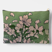 Sac à coudre imprimé vert à fleurs roses (Verso)
