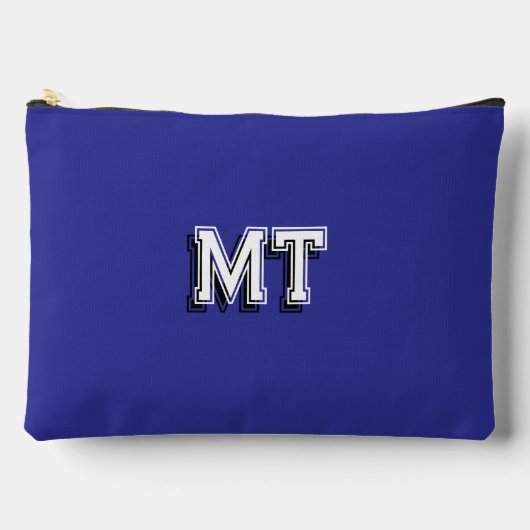 Sac à crayons bleu fermeture éclair monogrammé pou (Recto)