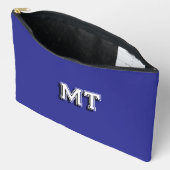 Sac à crayons bleu fermeture éclair monogrammé pou (Ouvrir)