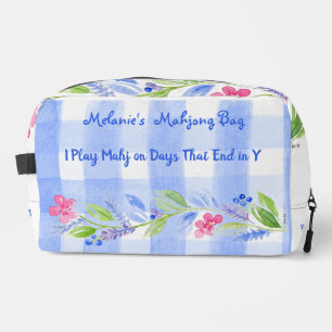 Sac à dés en tuiles de mahjong à fleurs aquarelle