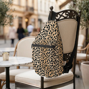 Sac à dos à bandoulière imprimé guépard marron
