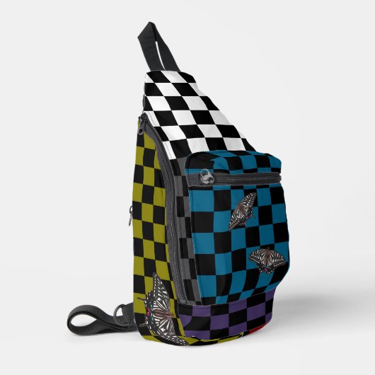 Sac à dos à carreaux multicolores HAMbyWG (Coin gauche)