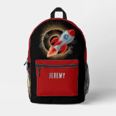 Sac à dos à roquette rouge et noire personnalisé (Recto)
