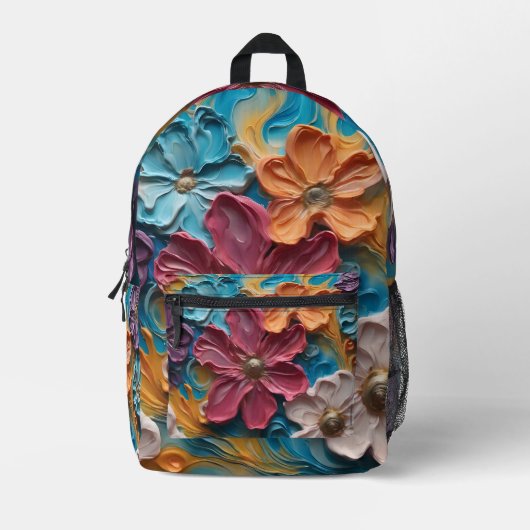 Sac à dos Abstrait en fleurs capricieuses (Recto)