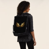 Sac À Dos Ailes d'Ange d'or sur arrière - plan noir (Porté)