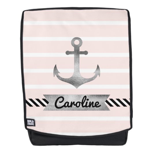 Sac À Dos Ancre d'aquarelle rose moderne personnalisée (Devant)