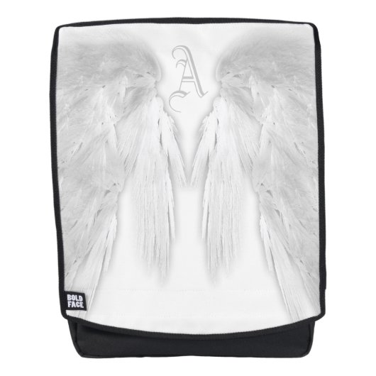 Sac À Dos ANGEL WINGS Blanc Personnalisé Monogramme (Devant)