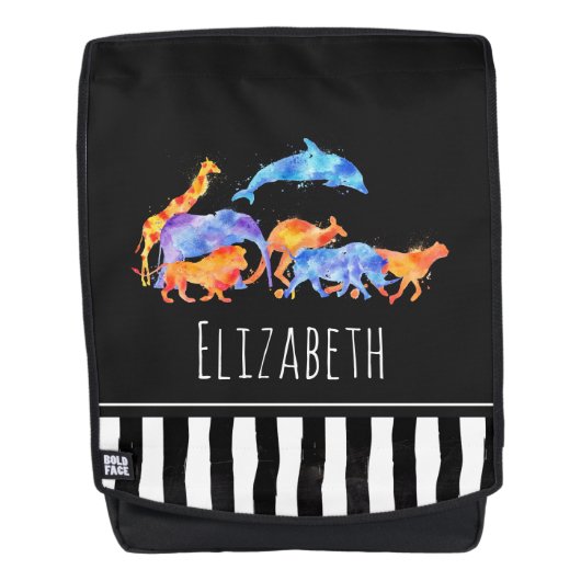 Sac À Dos Animaux sauvages qui courent ensemble aquarelle co (Devant)