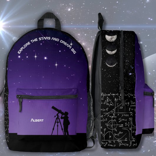Sac à dos Astronomie Ciel de nuit violet et noir
