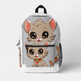 sac à dos avec sac à dos imprimé à l'image de chat