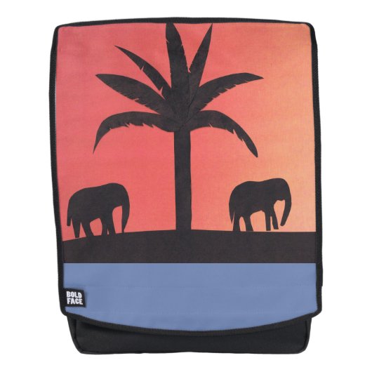 Sac à dos avec scène de coucher de soleil éléphant (Devant)