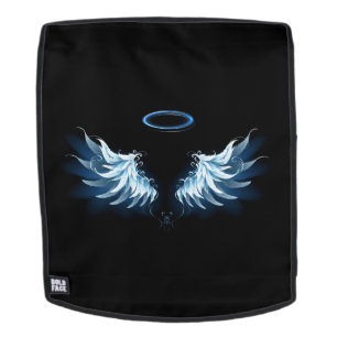 Sac À Dos Blue Glowing Angel Wings on black background