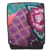 Sac À Dos Boho fleur rose brodé look coloré (Devant)