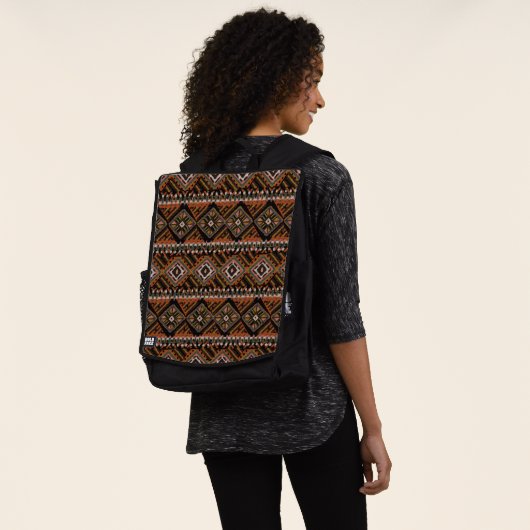 Sac À Dos Boho inspiré par le tissu de boue africain (Porté)