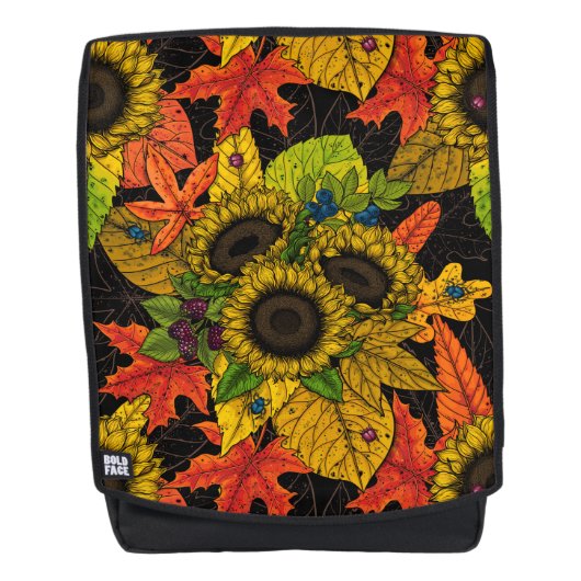 Sac À Dos Bouquet d'automne noir (Devant)