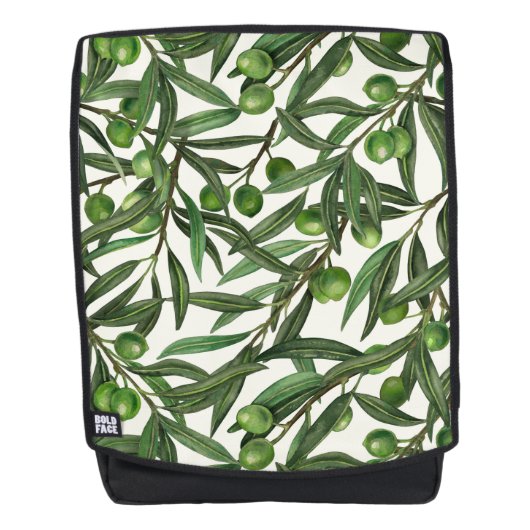 Sac À Dos Branches d'olive sur blanc (Devant)