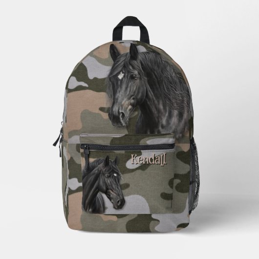 Sac à dos Camo Nom Chevaux Noirs (Recto)