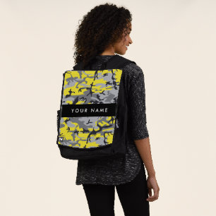 Sac À Dos Camouflage Jaune et Gris Personnalisez votre nom