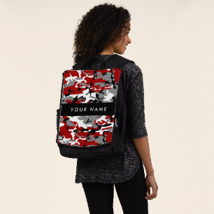 Sac À Dos Camouflage rouge et gris Votre nom Personnaliser