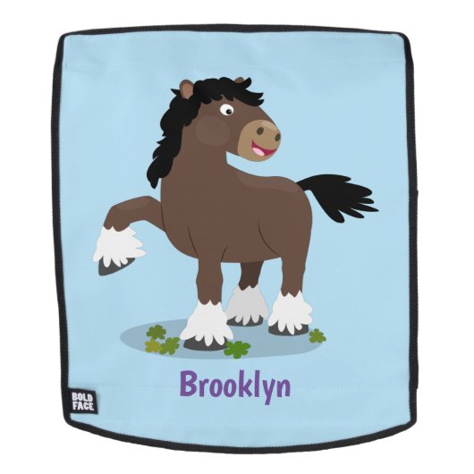 Sac À Dos Caricature de cheval de trait de Cute Clydesdale (Devant amovible)