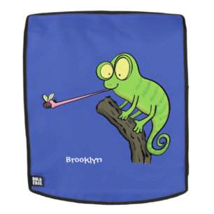 Sac À Dos Caricature de lézard de caméléon vert joyeux