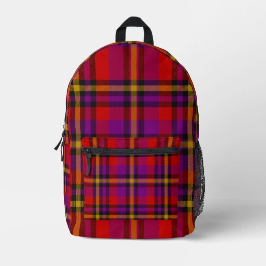 Sac à dos carré rouge violet jaune (Recto)