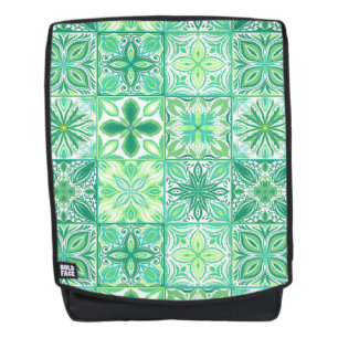 Sac À Dos Carreaux décorés en vert et blanc