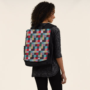 Sac À Dos carrés en tissu de mosaïque de style vintage col