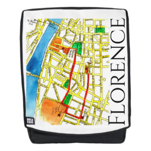 Sac À Dos Carte des rues Florence Italie coloré et dessiné à
