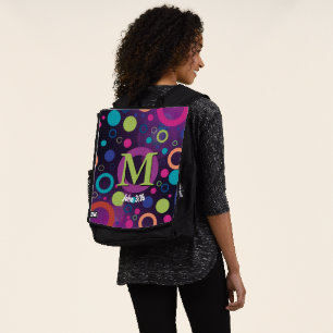 Sac À Dos Cercles Écriture Monogramme personnalisé violet