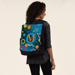 Sac À Dos Cercles Spots Écriture Monogramme BLEU Personnalis