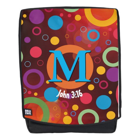 Sac À Dos Cercles Spots Points Écriture Monogramme Personnal (Devant)