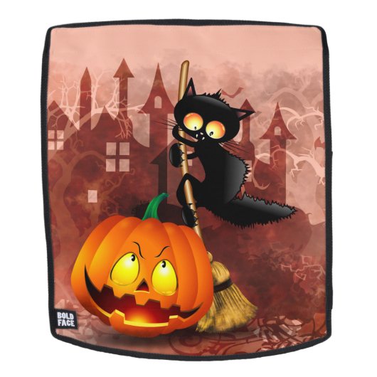 Sac À Dos Chat effrayé par Citrouille Fun Halloween caractèr (Devant amovible)