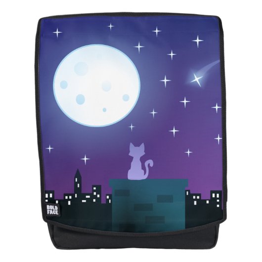 Sac À Dos Chat Sous Le Feu Lune (Devant)