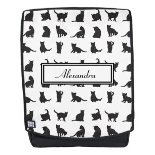 Sac À Dos Chats en Silhouette noire Motif avec prénom
