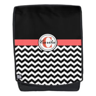 Sac à dos Chevron noir/blanc monogramme