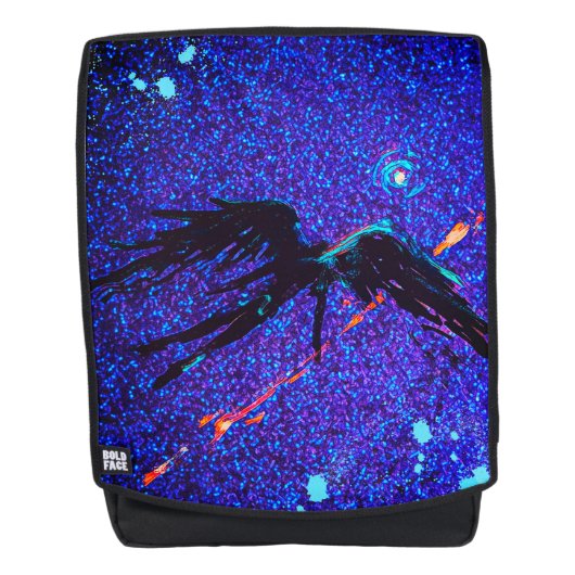 Sac À Dos Chiffre à ailes foncées volant à travers l'espace (Devant)
