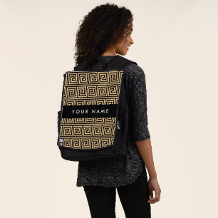 Sac À Dos Clé Méandre Grec Brun, Votre Nom, Personnaliser