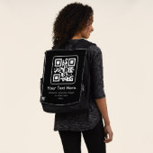 Sac À Dos Code QR scannable moderne | Noir Blanc & Gris (Porté)