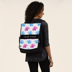 Sac À Dos Dahlia rose et bleu, motif floral, votre nom