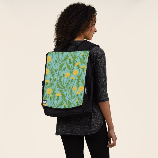 Sac À Dos Dandelions, vert, jaune et bleu (Porté)
