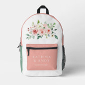 Sac à dos de mariée aux roses aquarelles roses (Recto)