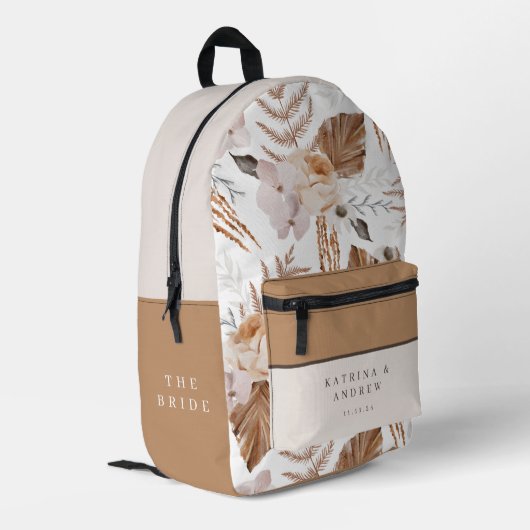 Sac à dos de mariée bohème à motif floral aquarell (Coin arrière gauche)