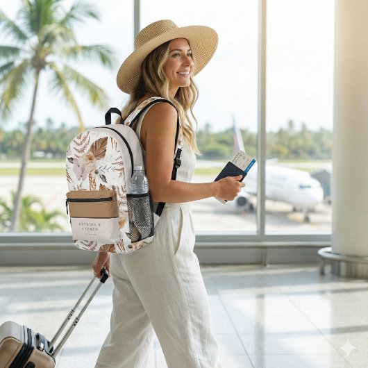 Sac à dos de mariée floral aquarelle bohème