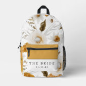 Sac à dos de mariée floral aquarelle Moutarde (Recto)