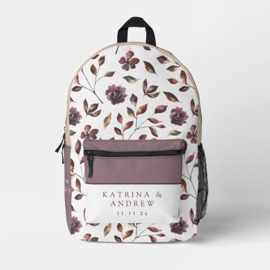 Sac à dos de mariée florale Aquarelle (Recto)