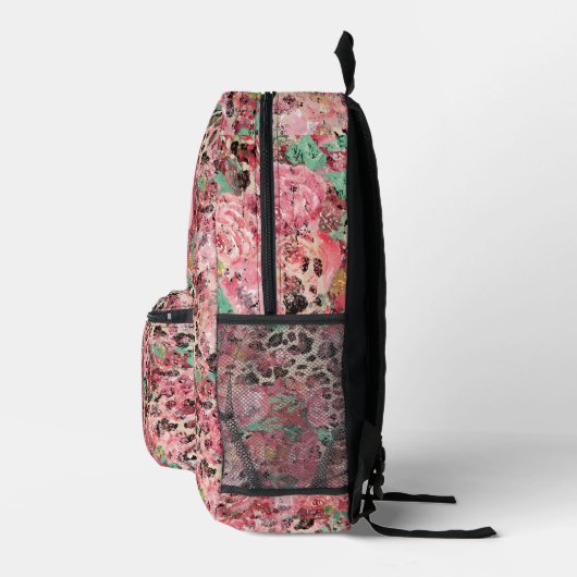 Sac à dos de nom d'Empreinte de léopard floral (Droite)