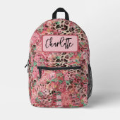 Sac à dos de nom d'Empreinte de léopard floral (Recto)