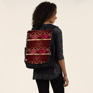Sac À Dos Décor couleur Bourgogne vintage Motif de luxe or